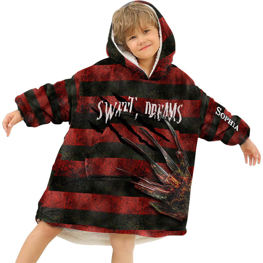 Personalized Sweet Dreams Blanket Hoodie Custom Name Gift for Halloween Blanket Hoodie GradoCreations