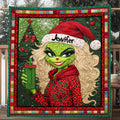 Personalized Christmas Quilt with Green Lady Design for Unique Gifts Quilt GradoCreations