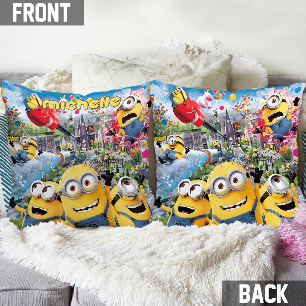Personalized Minion Throw Pillow Custom Name Gift for Kids Throw Pillow GradoCreations