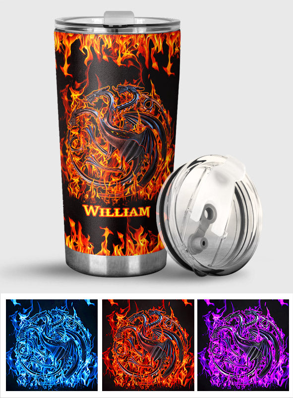 Personalized Game of Thrones Fire And Blood Tumbler Custom Name Drinkware Gift Tumbler GradoCreations