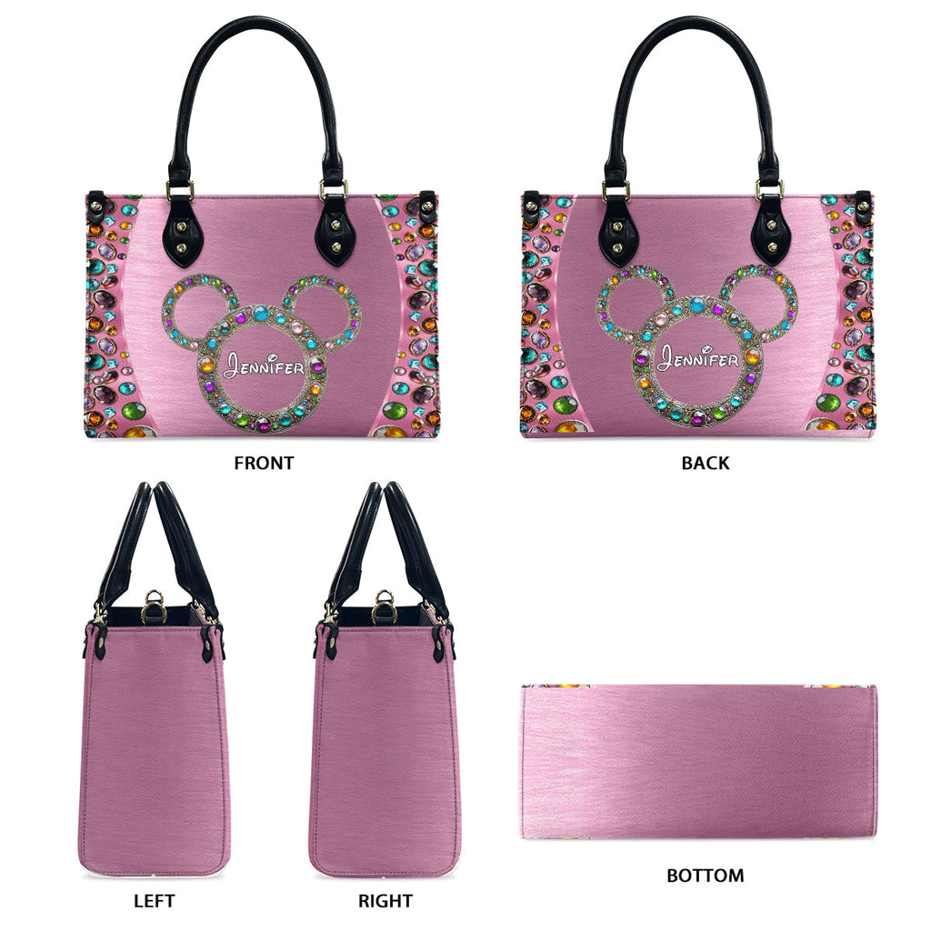 Personalized Pink Leather Handbag with Custom Name for Women Leather Handbag 2 GradoCreations