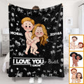 Personalized I Love Your Butt Blanket Custom Name Gift for Couples Blanket GradoCreations