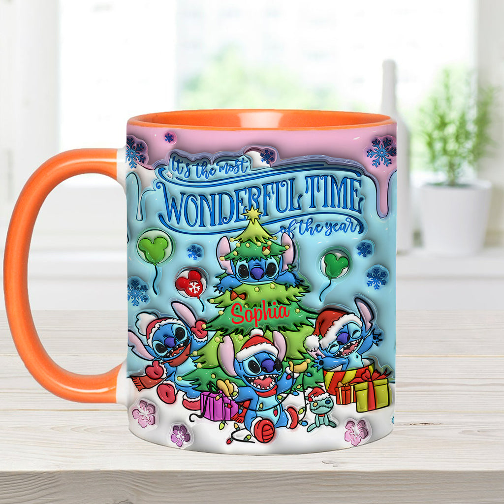 Personalized Merry Stitchmas Accent Mug Custom Name Gift for Christmas Accent Mug GradoCreations