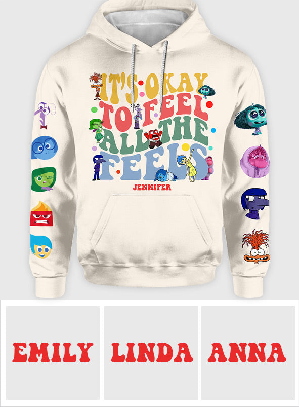 Personalized All Over Shirt for Kids - It's Ok to Feel All the Feels Gift Idea All Over Shirt GradoCreations