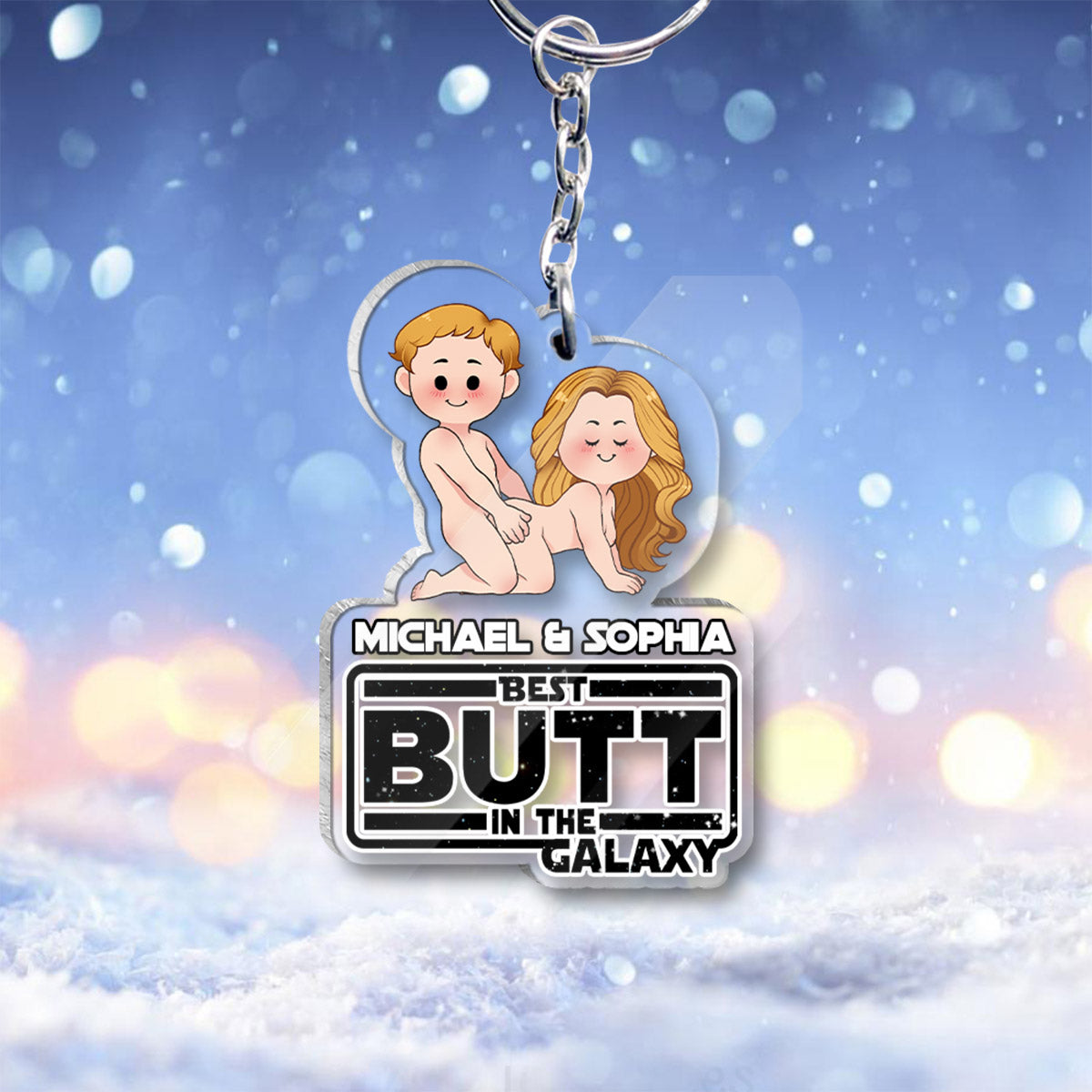 Personalized Transparent Acrylic Keychain Custom Name Gift for Couples One-sided Keychain GradoCreations