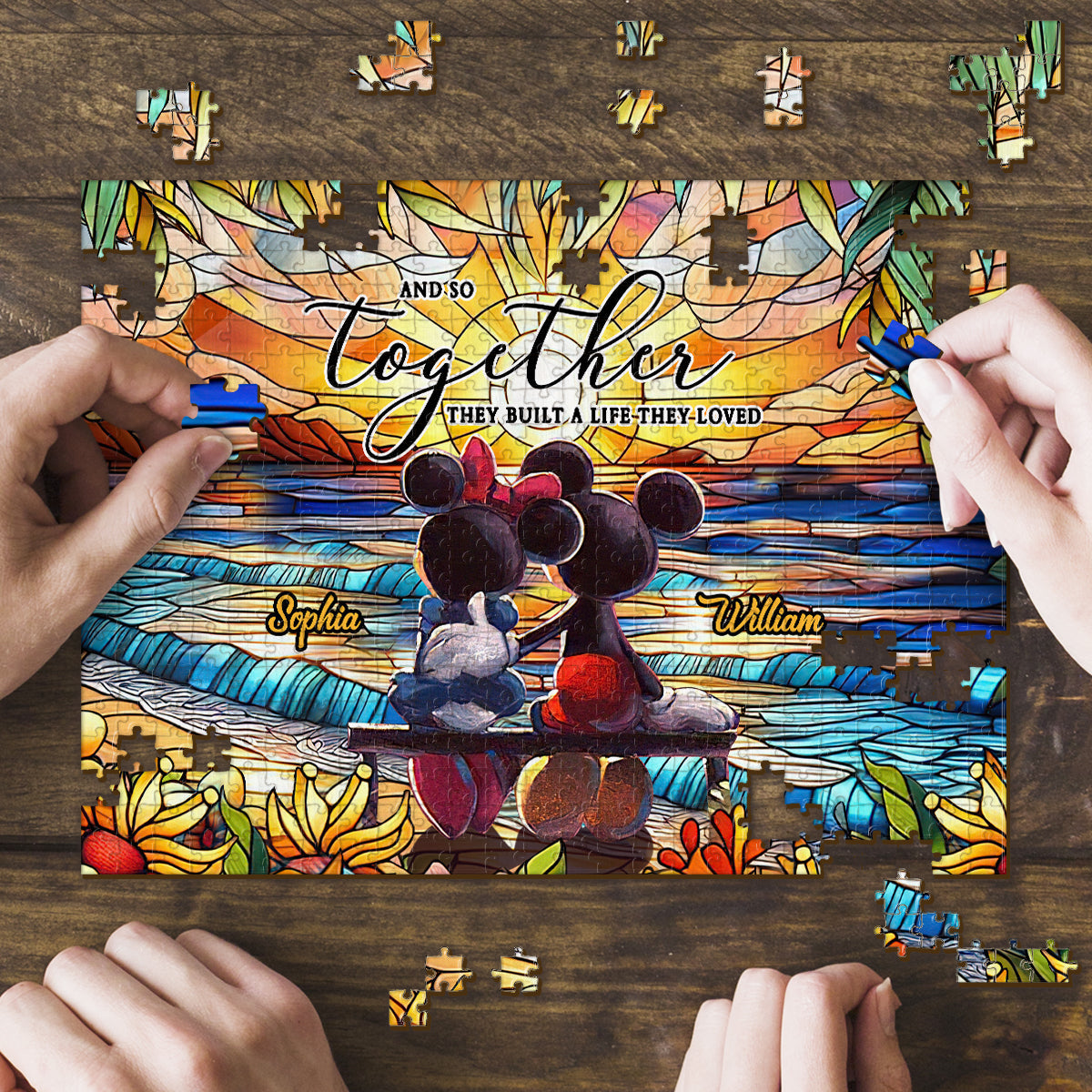 Personalized Couple Jigsaw Puzzle Unique Gift for Engagement Anniversary Jigsaw Puzzle GradoCreations