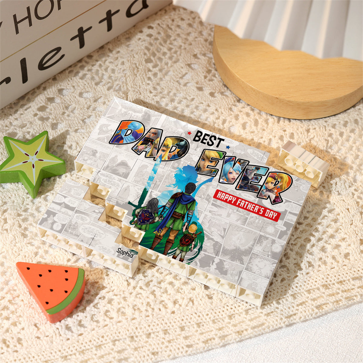Personalized Best Dad Ever Building Brick Block Gift for Father's Day One-sided Rectangle Building Brick Blocks GradoCreations