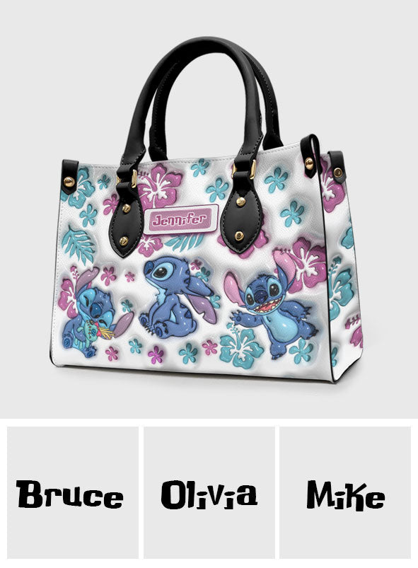 Personalized Leather Handbag with Floral Design Gift for Her Leather Handbag GradoCreations