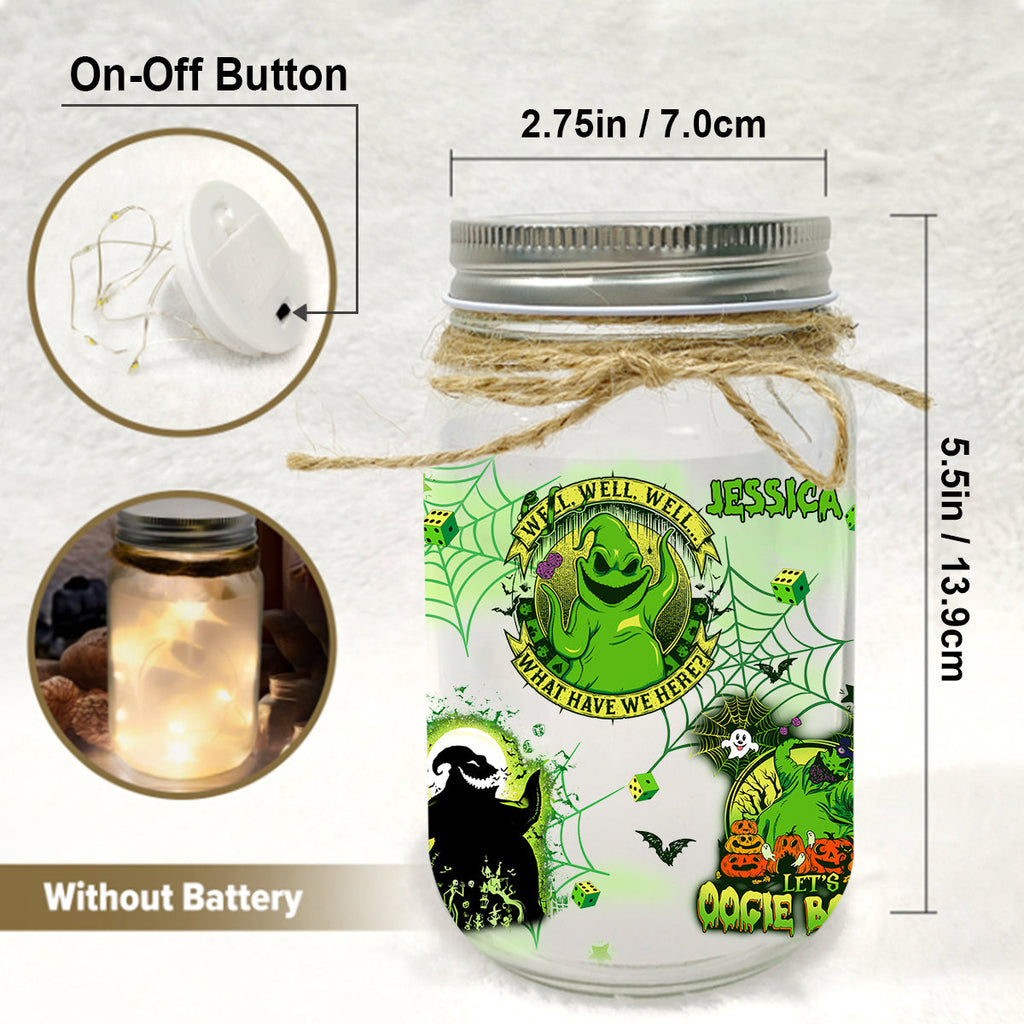 Personalized Oogie Boogie Mason Jar Light Decor Gift for Halloween Mason Jar Light GradoCreations