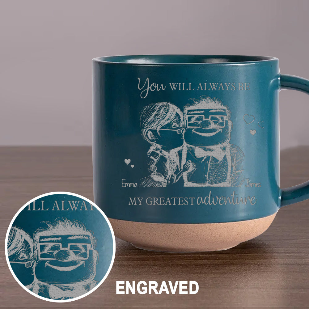 Personalized Engraved Pottery Mug Custom Name Gift for Couples Engraved Pottery Mug GradoCreations