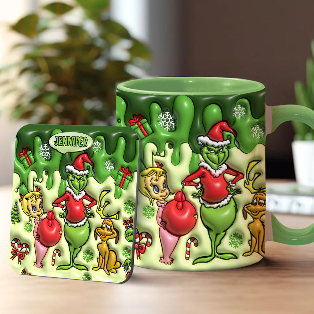 Personalized Grinch Accent Mug & Coaster Custom Name Gift Accent Mug GradoCreations