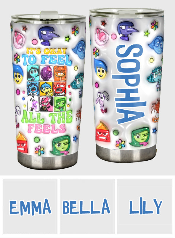 Personalized Tumbler It's Okay To Feel All The Feels Gift for Kids Tumbler GradoCreations