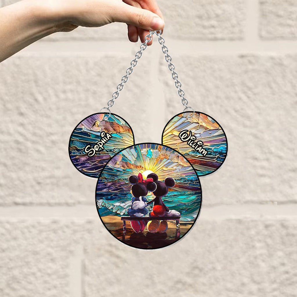 Personalized Beach Couple Suncatcher Ornament Gift for Home Window Hanging Suncatcher Ornament GradoCreations