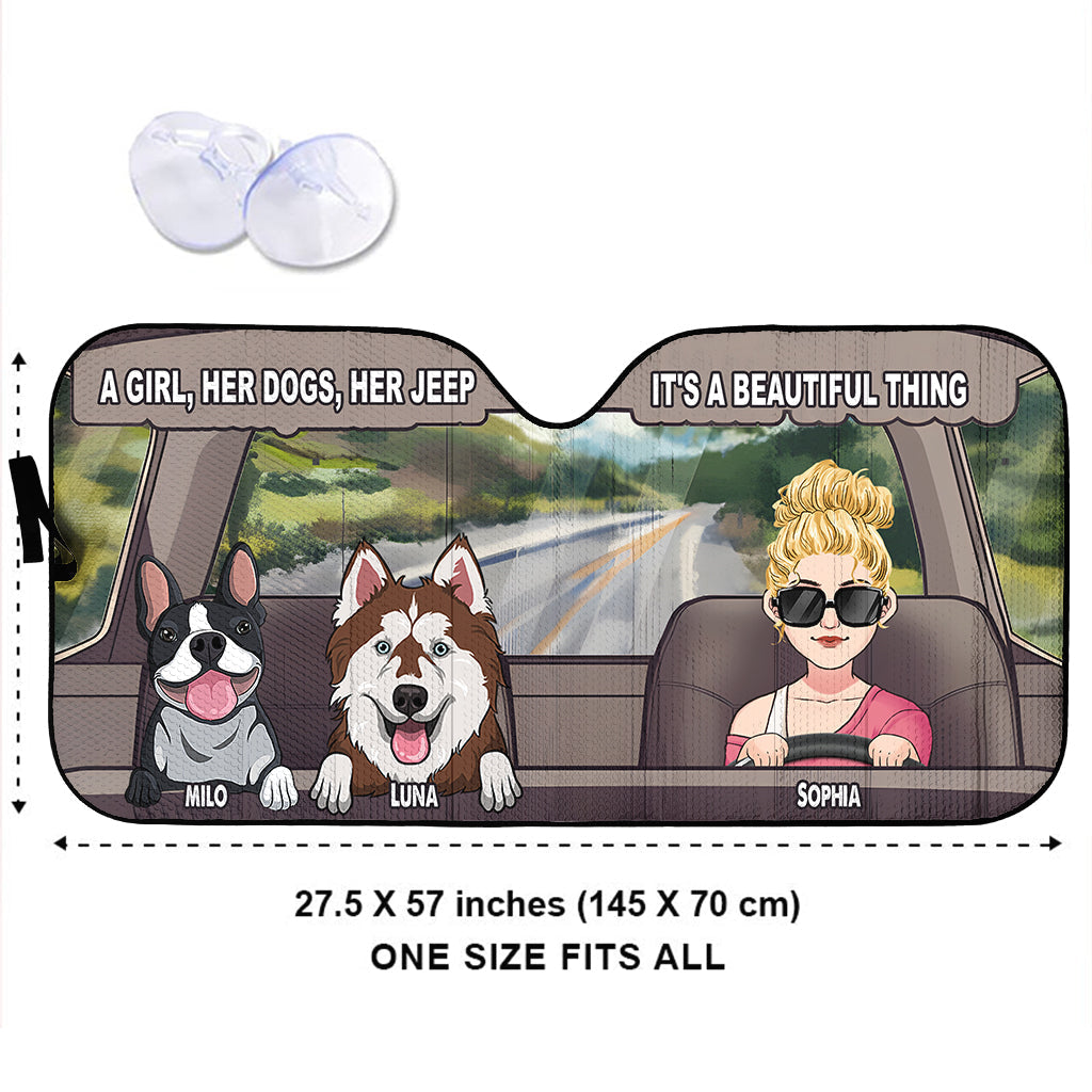 Personalized Dog Car Sunshade Custom Name Gift for Dog Lovers Car Sunshade GradoCreations