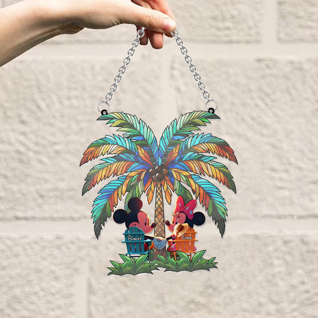 Personalized Palm Tree Suncatcher Ornament Custom Gift for Couple Window Hanging Suncatcher Ornament GradoCreations