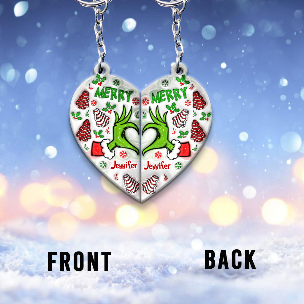 Personalized Christmas Couple Matching Keychain Custom Name Gift Matching Keychain GradoCreations