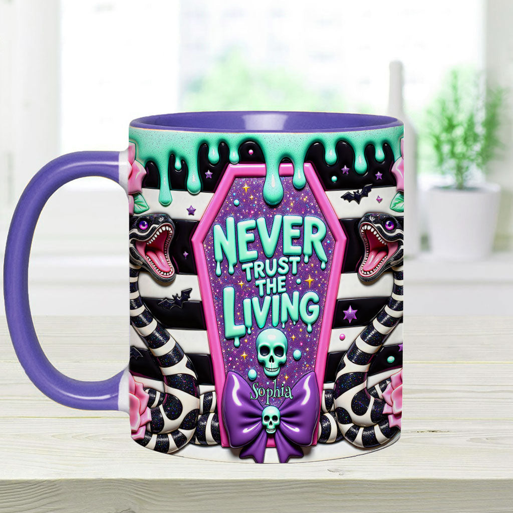 Personalized Accent Mug Never Trust The Living Gift for Couple Accent Mug GradoCreations