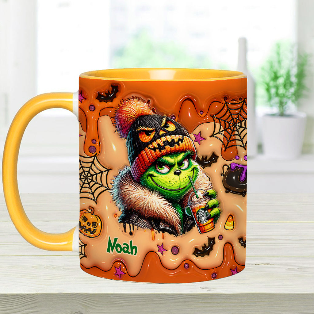 Personalized Halloween Grinch Accent Mug Custom Name Gift Accent Mug GradoCreations