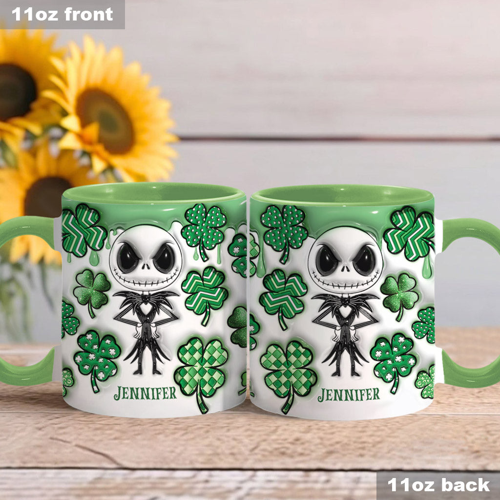 Personalized Nightmare Accent Mug with Shamrocks for Mom Accent Mug GradoCreations
