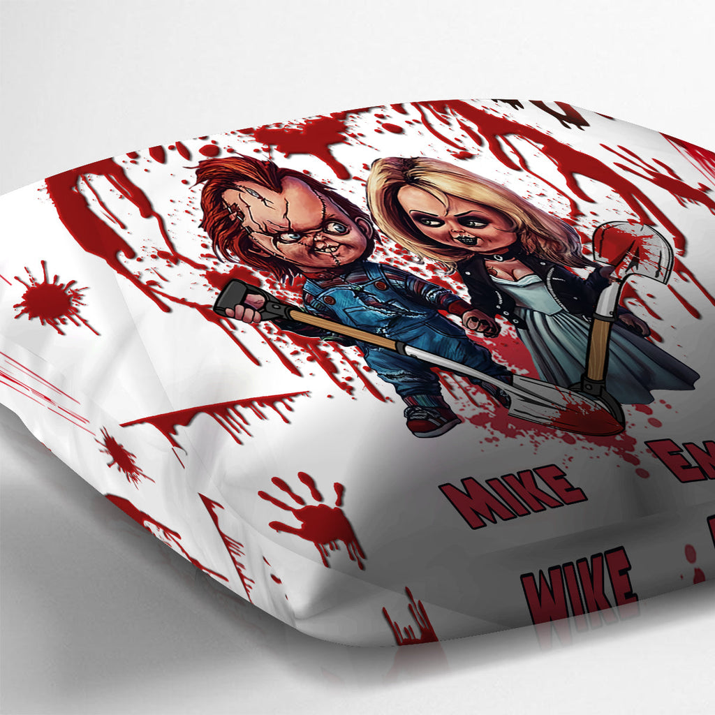 Personalized Horror Throw Pillow Custom Names Couples Gift Throw Pillow GradoCreations