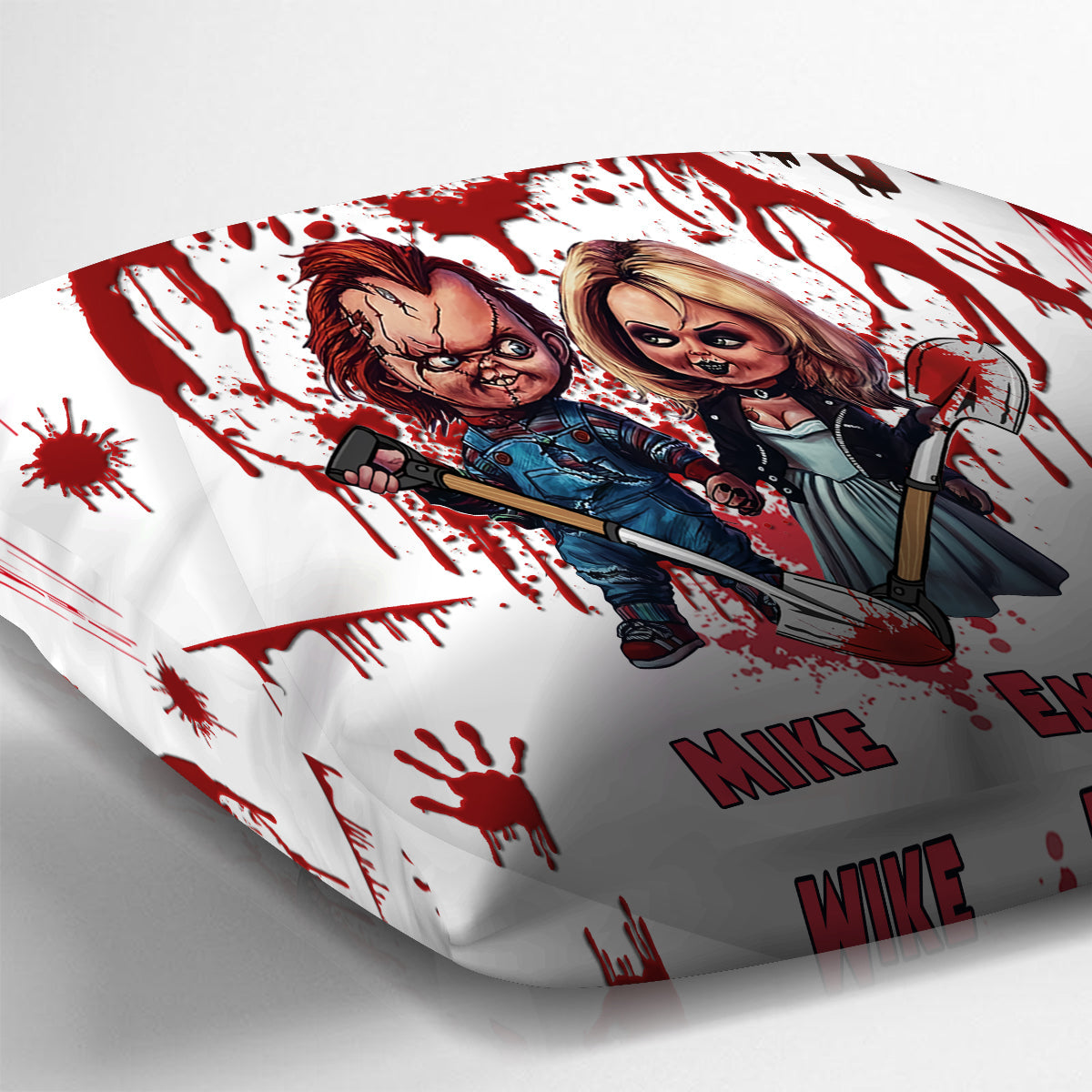Personalized Horror Throw Pillow Custom Names Couples Gift Throw Pillow GradoCreations