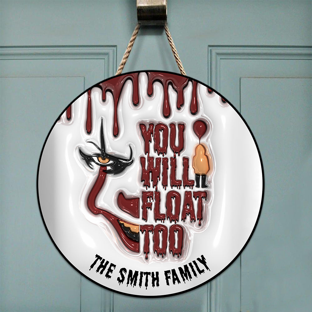 Personalized Round Wood Sign Custom Family Name Halloween Decor Round Wood Sign GradoCreations