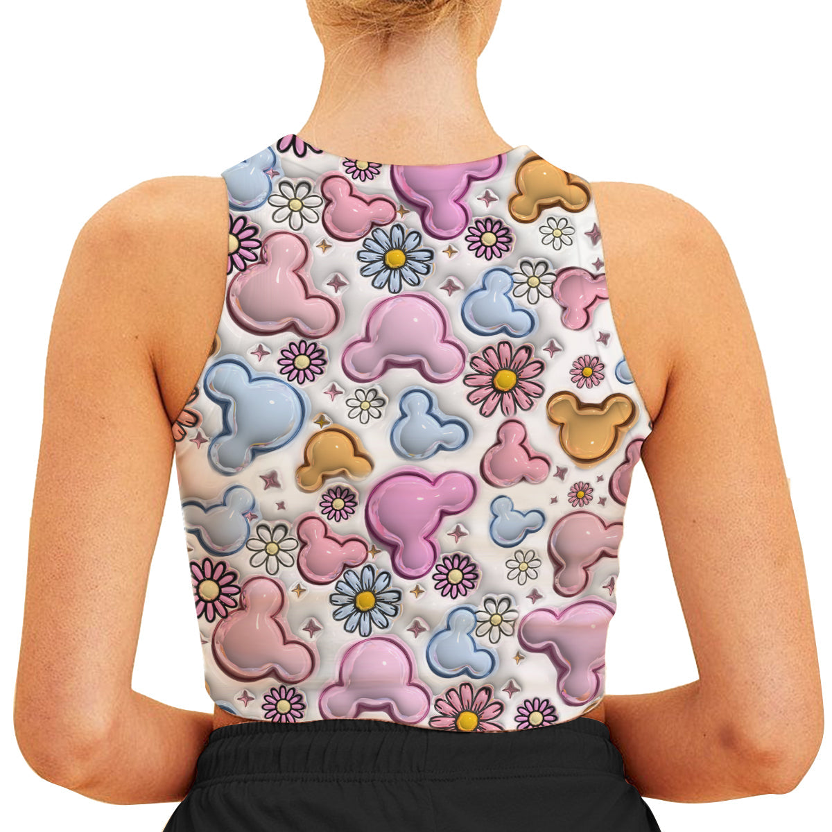 Personalized Floral Mouse Ears Crop Tank Top for Women Crop Tank Top GradoCreations