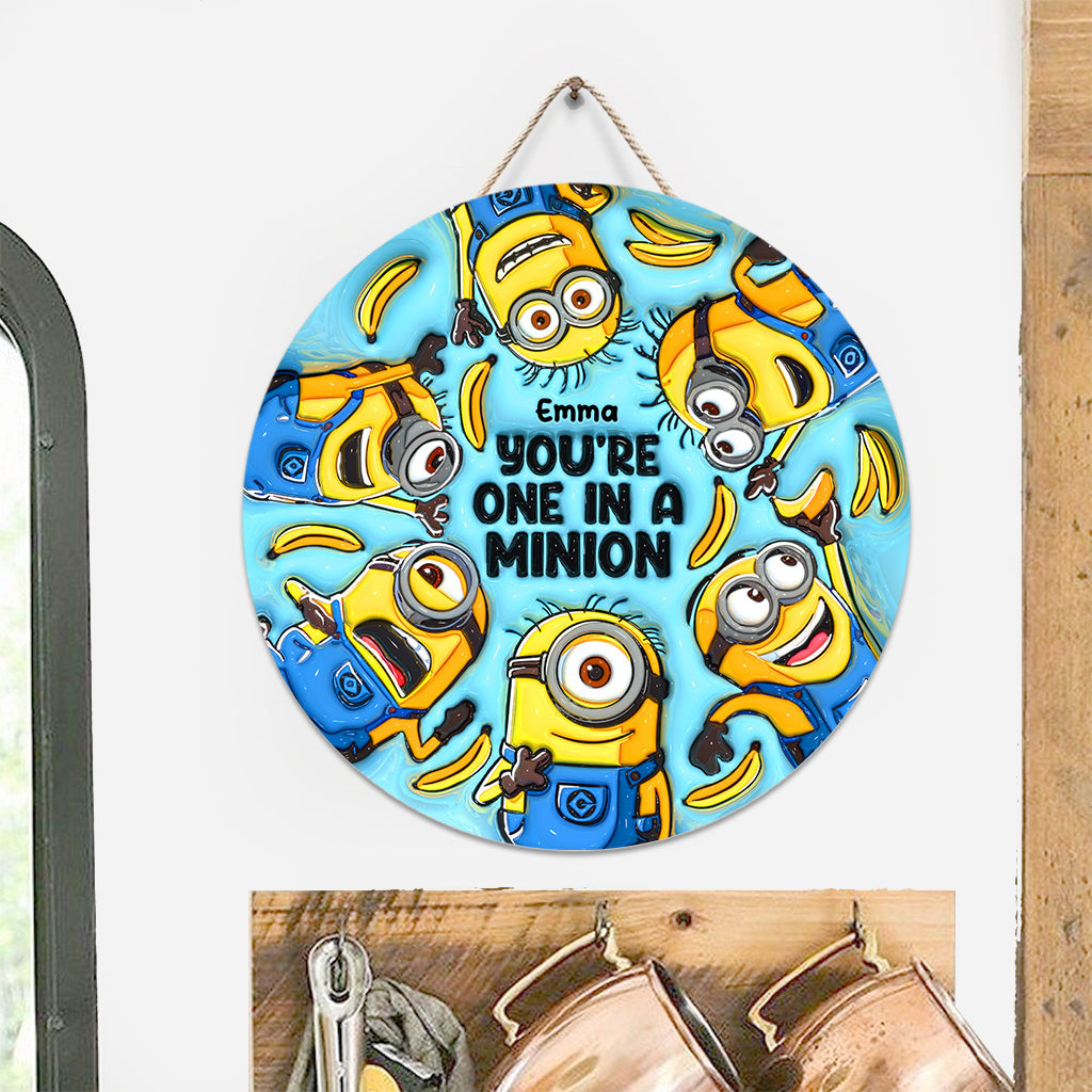 Personalized Round Wood Sign with Minions Design for Kids Round Wood Sign GradoCreations