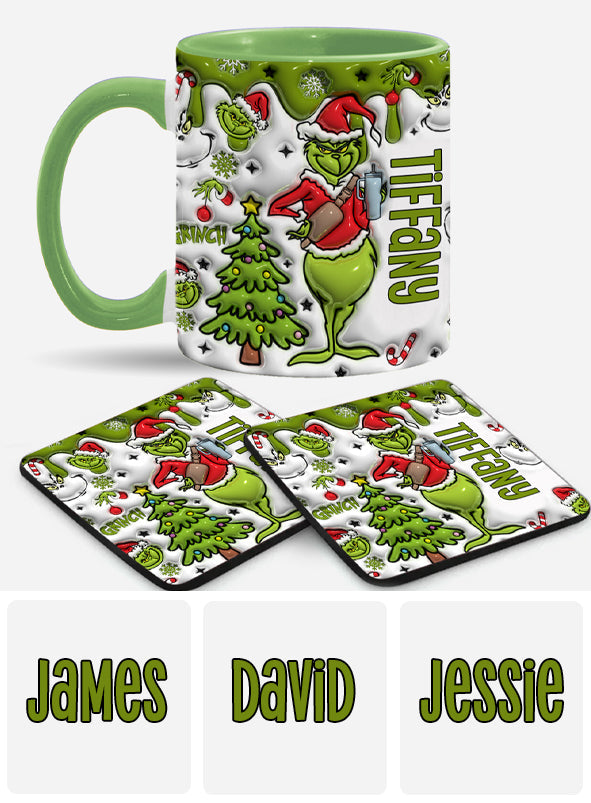 Personalized Grinch Accent Mug Custom Name Gift for Christmas