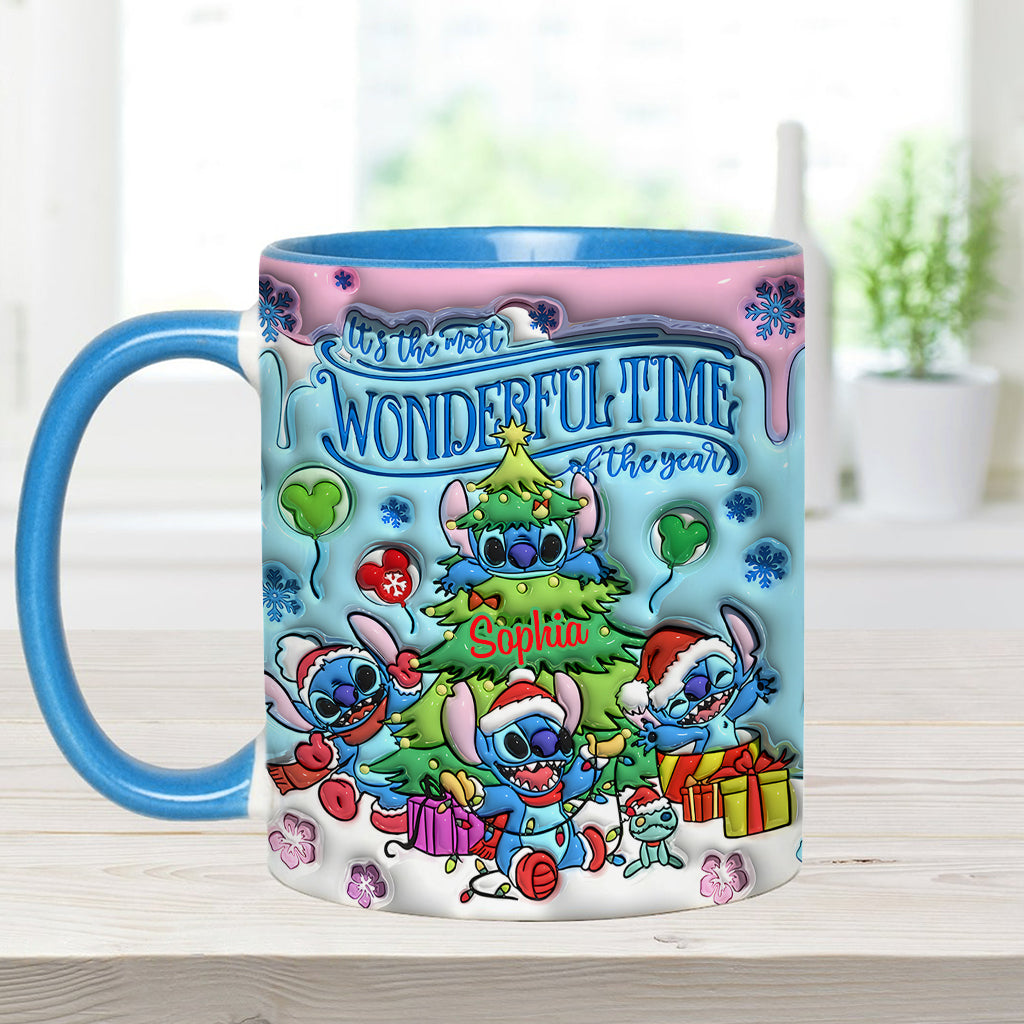 Personalized Merry Stitchmas Accent Mug Custom Name Gift for Christmas Accent Mug GradoCreations