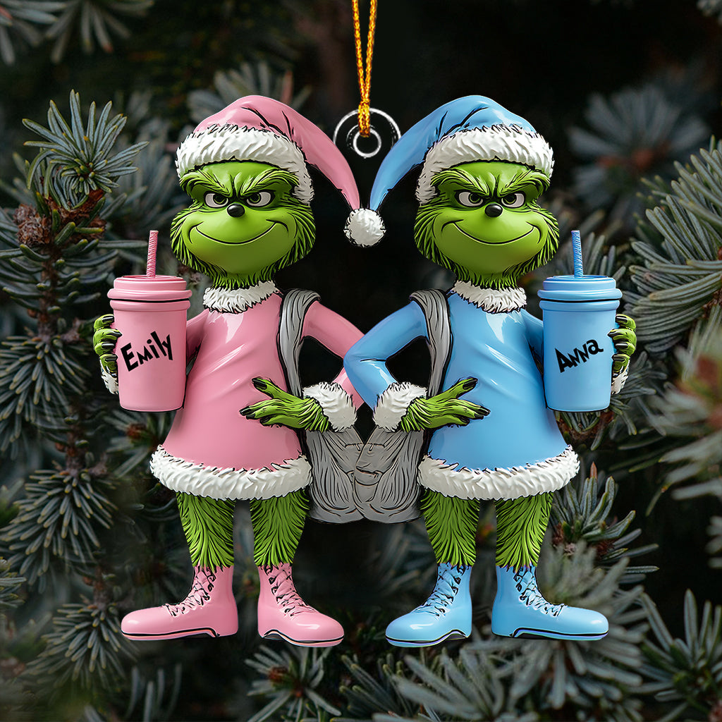 Personalized Grinch Transparent Ornament Custom Gift for Friends One-sided Ornament GradoCreations