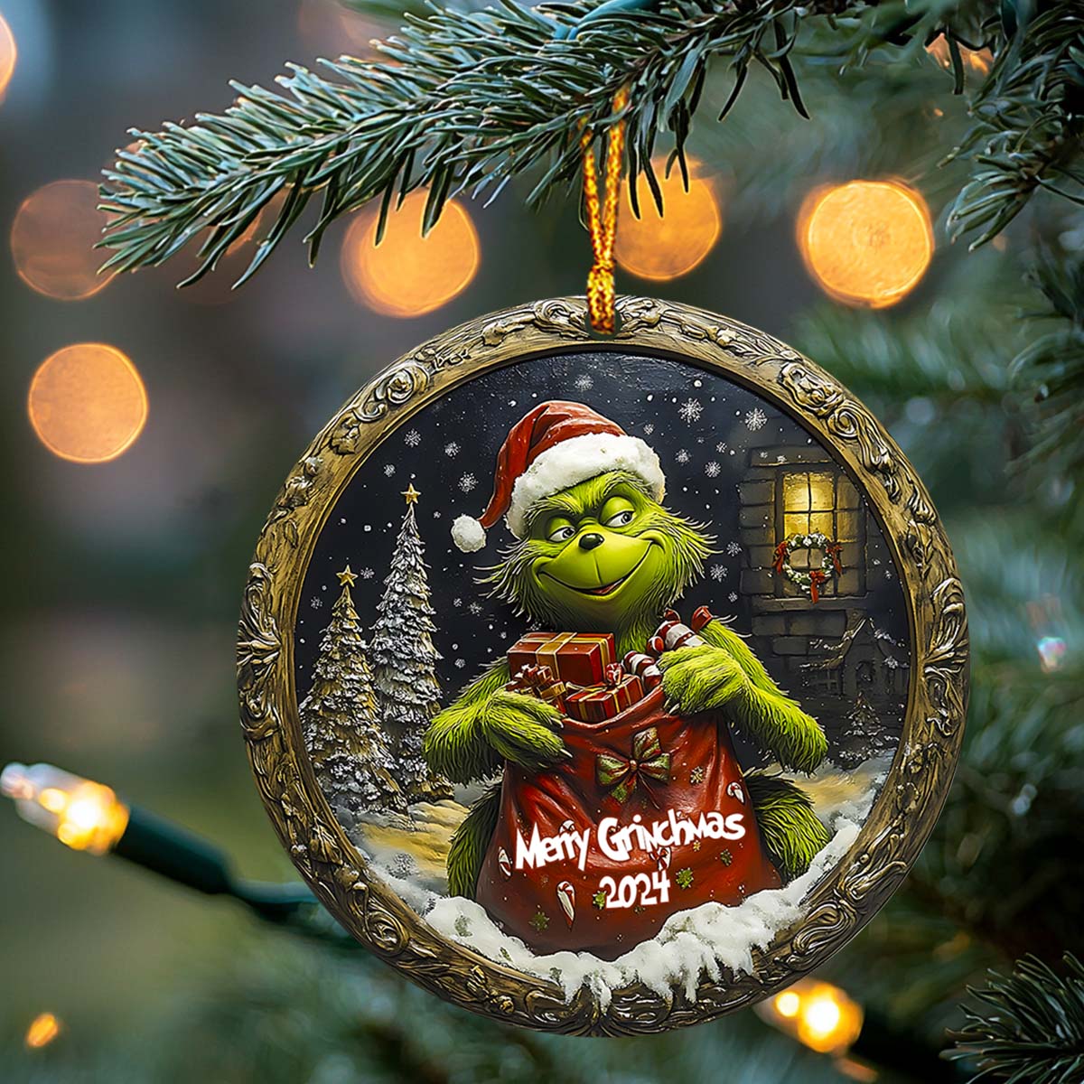 Personalized Grinch Christmas Ornament Custom Name Gift Ornament GradoCreations
