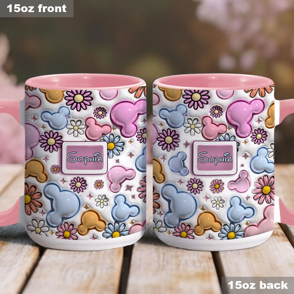 Personalized Disney Floral Accent Mug with Custom Name Gift for Mom Accent Mug GradoCreations