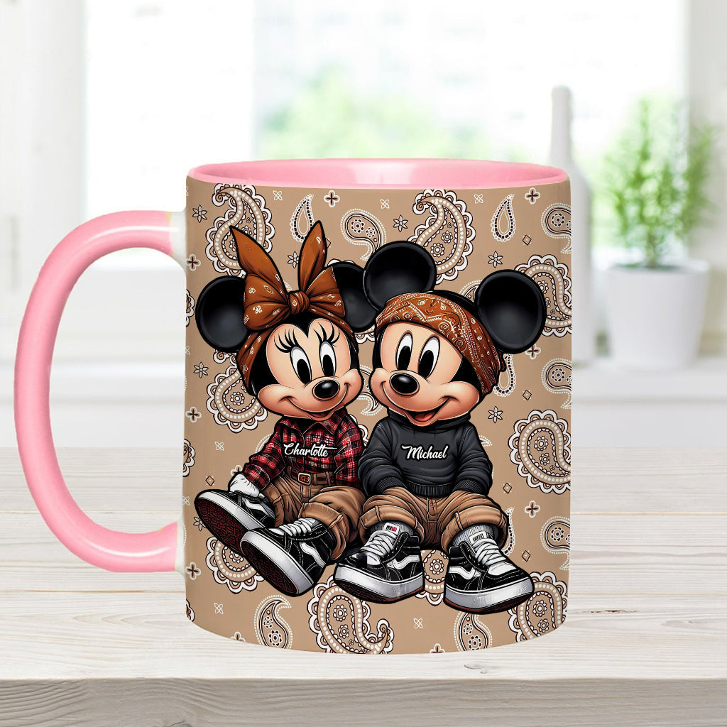 Personalized Mouse Couple Accent Mug Custom Name Gift for Anniversary Accent Mug GradoCreations
