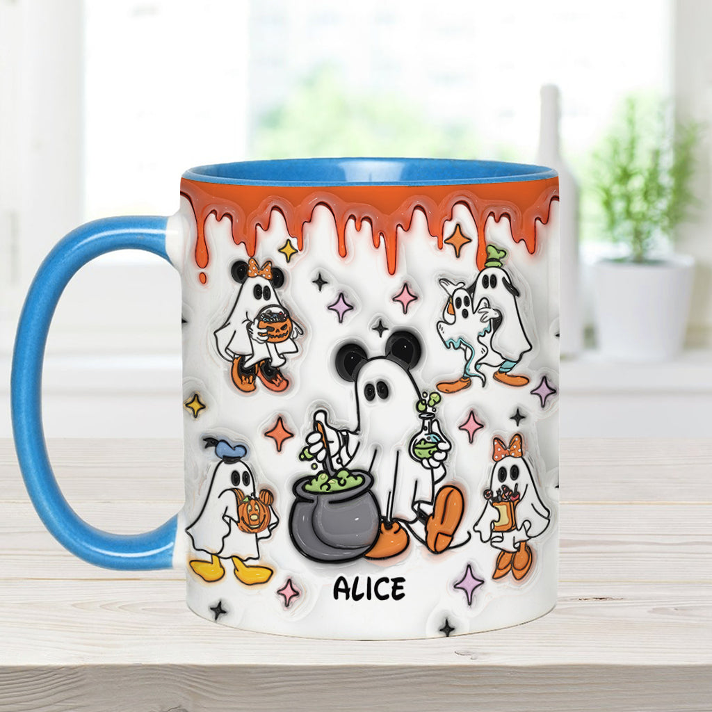 Personalized Spooky Ghost Accent Mug Custom Name Halloween Gift Accent Mug GradoCreations