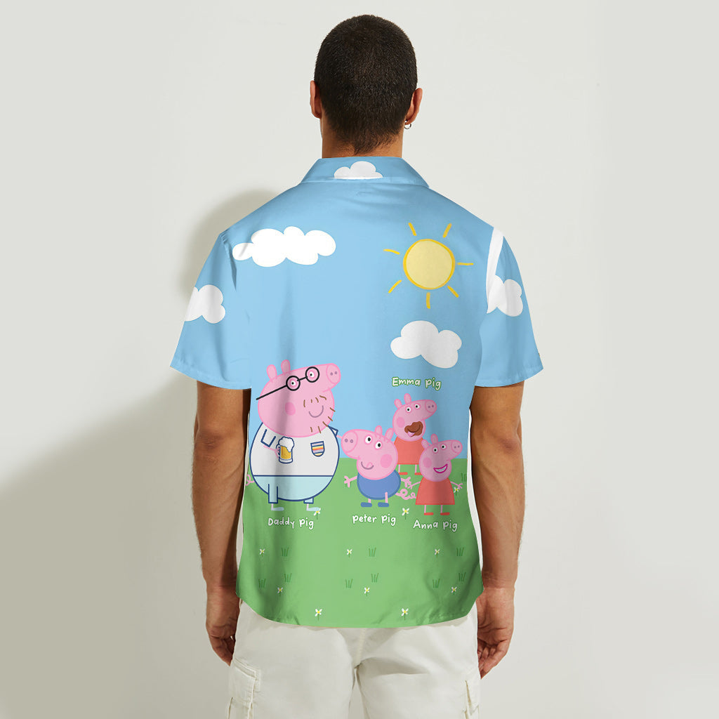 Personalized Daddy Pig Hawaiian Shirt for Dad | Summer Gift Hawaiian Shirt GradoCreations