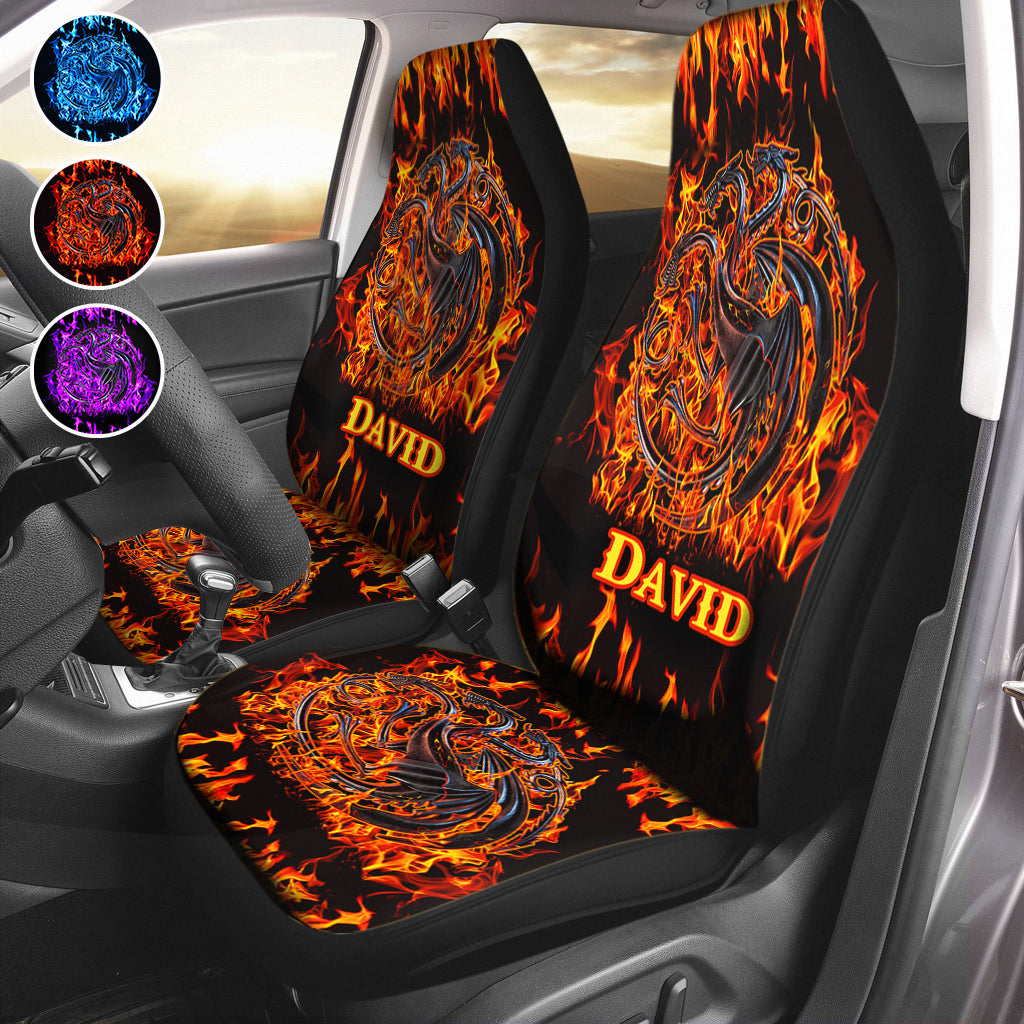 Personalized Fire Dragons Seat Covers Custom Name Gift for Car Seat Covers GradoCreations