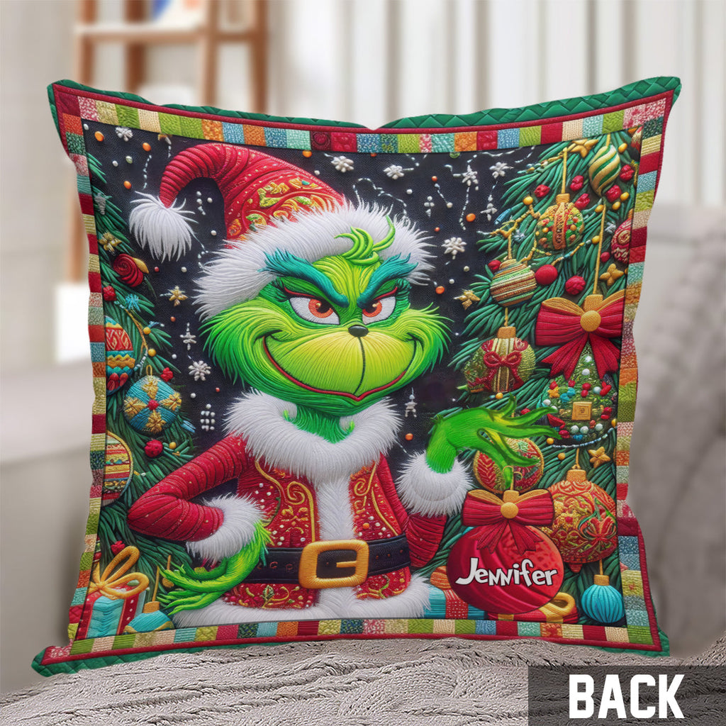 Personalized Grinchmas Throw Pillow Christmas Gift for Kids Throw Pillow GradoCreations