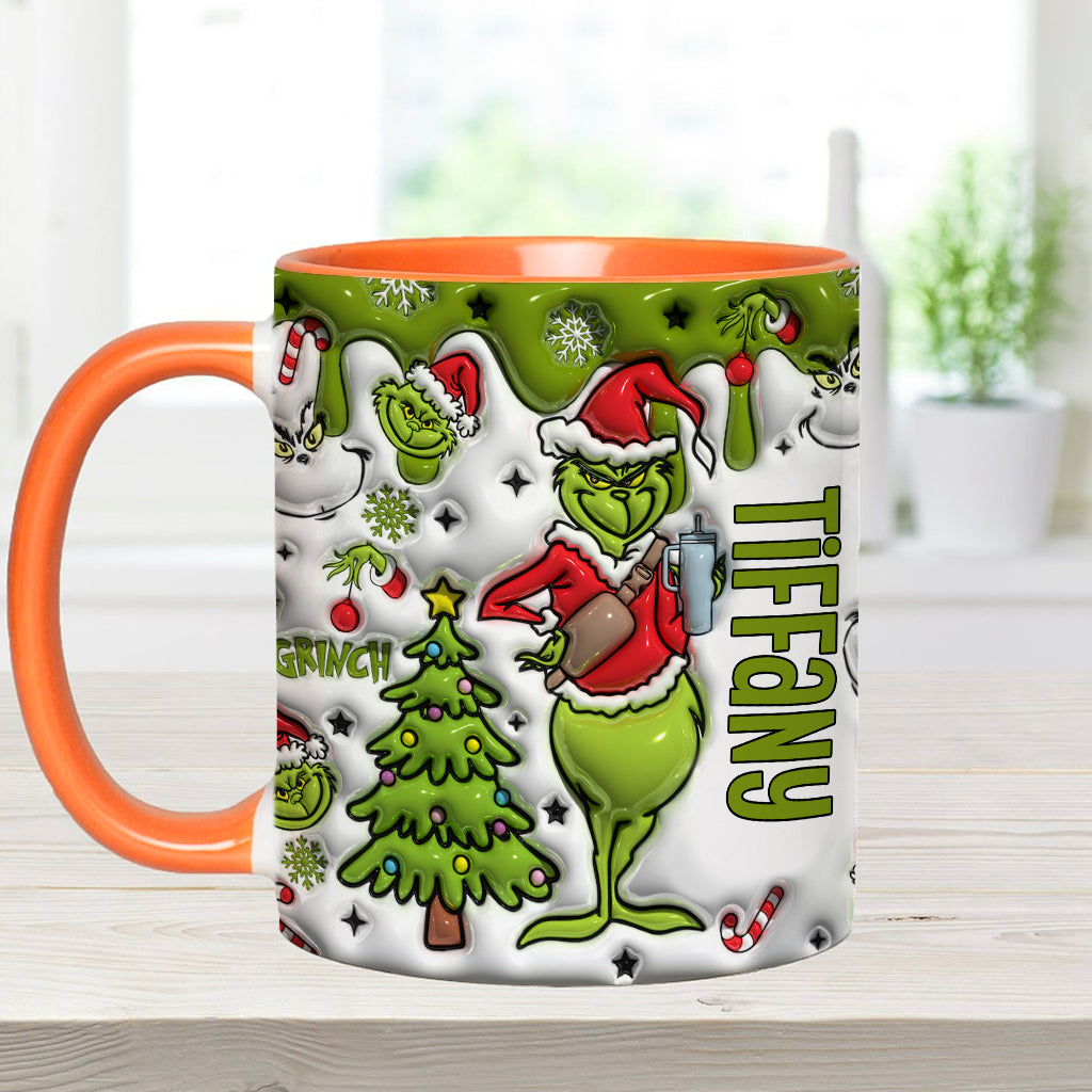 Personalized Grinch Accent Mug Custom Name Gift for Christmas Accent Mug GradoCreations