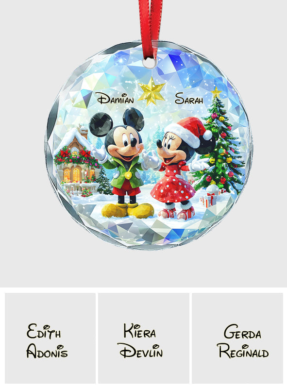 Personalized Round Glass Christmas Ornament with Couple Design Round Shaped Glass Ornament GradoCreations
