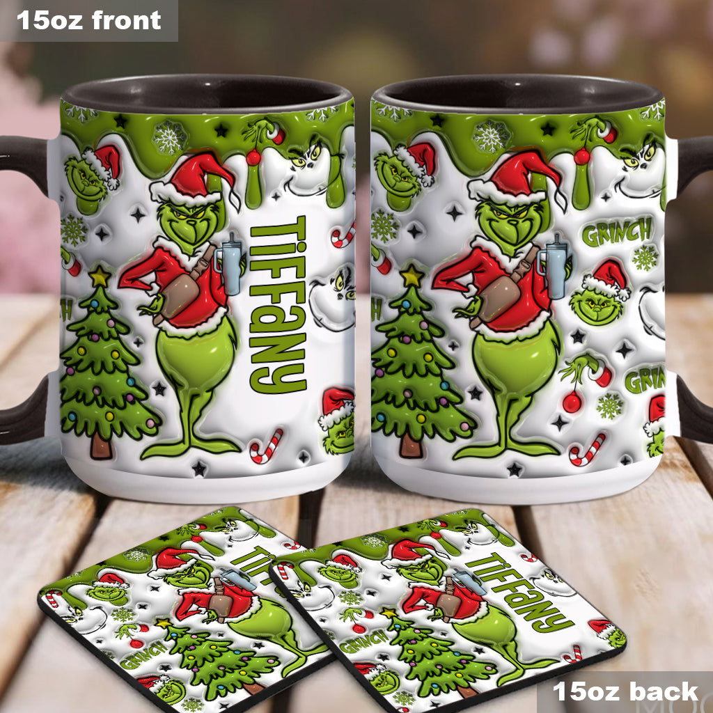 Personalized Grinch Accent Mug Custom Name Gift for Christmas Accent Mug GradoCreations