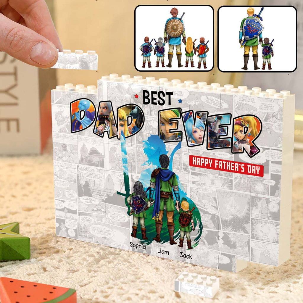 Personalized Best Dad Ever Building Brick Block Gift for Father's Day One-sided Rectangle Building Brick Blocks GradoCreations