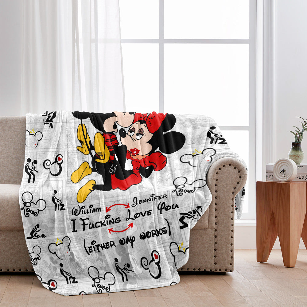 Personalized Double-Sided Flannel Mouse Blanket for Couples Blanket GradoCreations