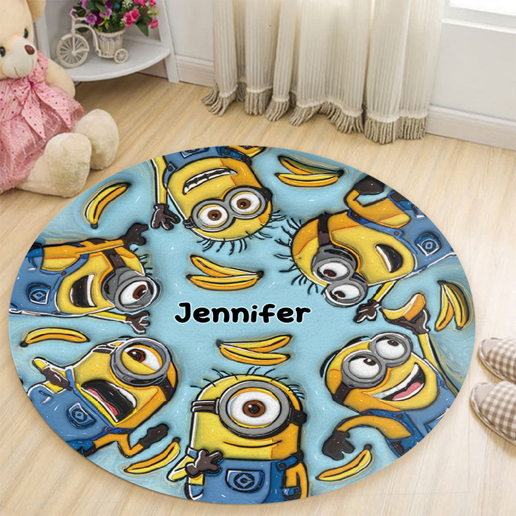 Personalized Minion Round Rug Custom Name Gift for Kids Round Rug GradoCreations