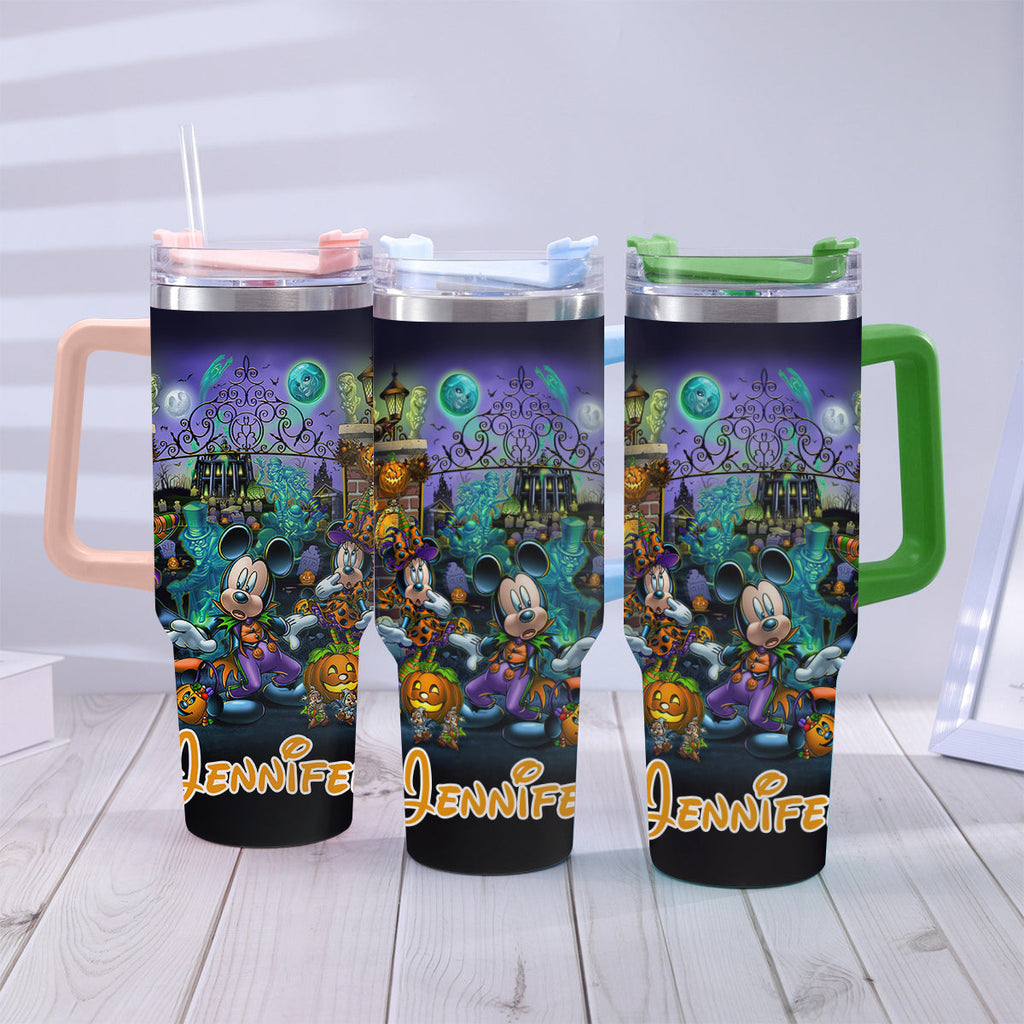 Personalized Halloween Tumbler with Handle for Drinks Tumbler With Handle GradoCreations