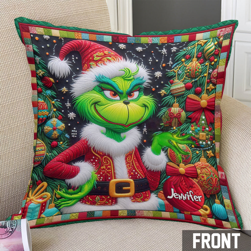 Personalized Grinchmas Throw Pillow Christmas Gift for Kids Throw Pillow GradoCreations
