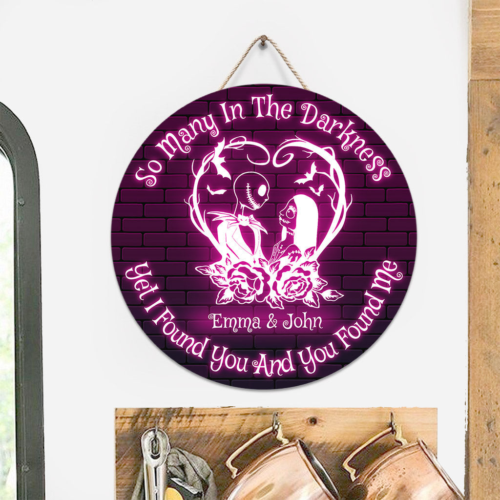 Personalized Halloween Round Wood Sign Custom Name Gift for Couple Round Wood Sign GradoCreations