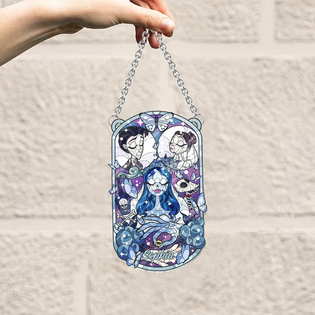 Personalized Halloween Bride Suncatcher Ornament for Home Decor Window Hanging Suncatcher Ornament GradoCreations