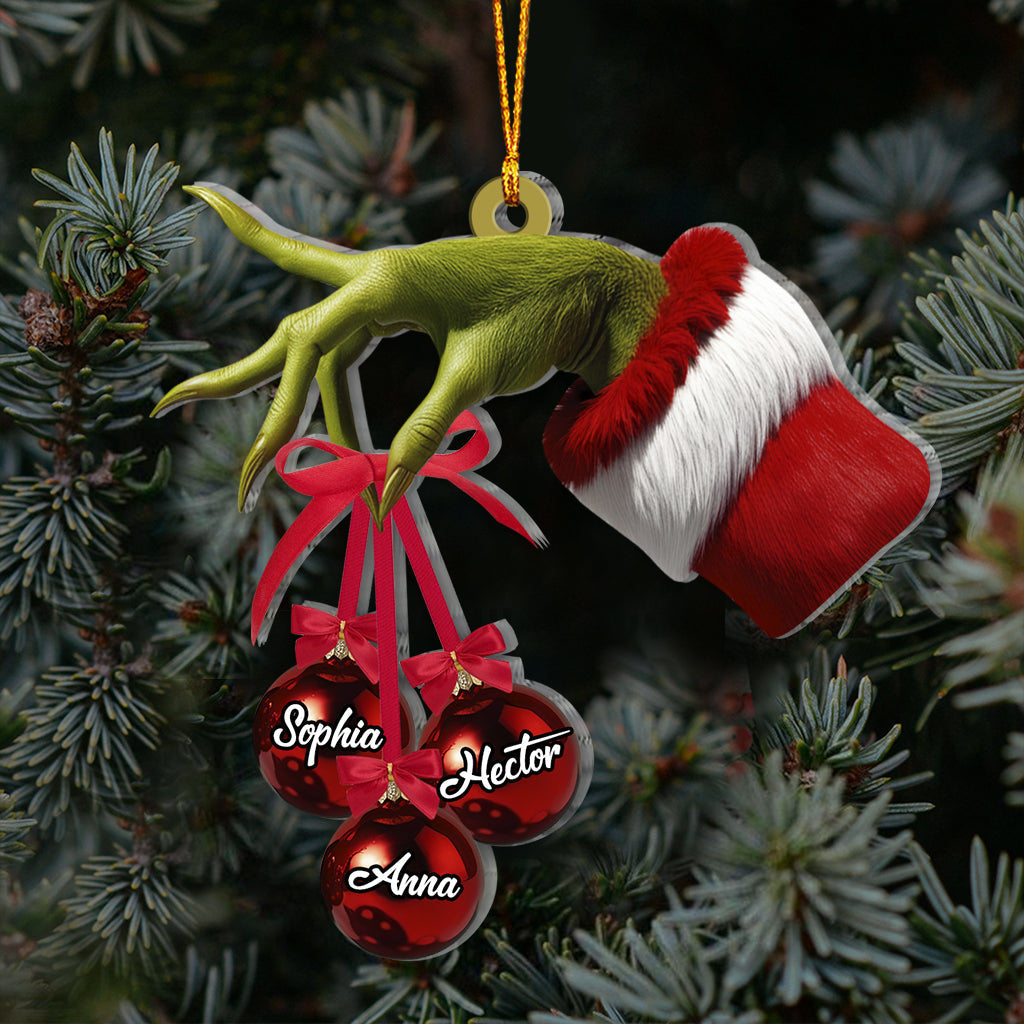 Personalized Grinch Family Ornament Custom Names for Christmas Ornament GradoCreations