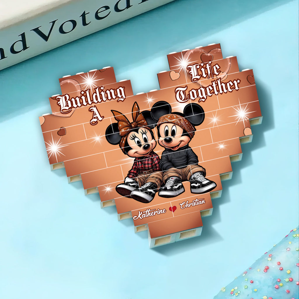 Personalized Heart Building Brick Blocks Custom Couple Gift for Wedding Anniversary Heart Building Brick Blocks GradoCreations